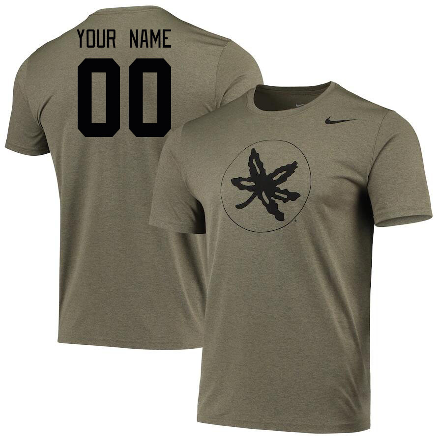 Custom Ohio State Buckeyes Name And Number College Tshirt-Olive